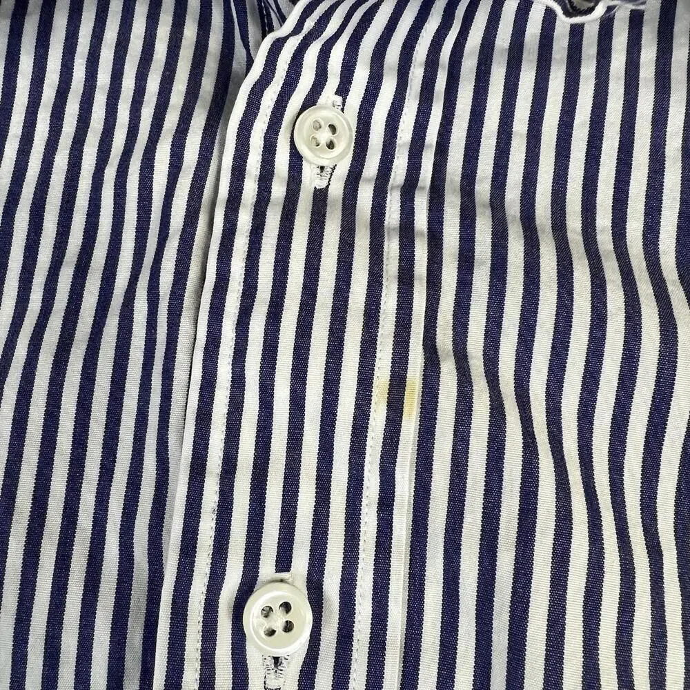Vintage Polo Ralph Lauren Dress Shirt Mens 15.5-34 Blue White Striped Button 90s